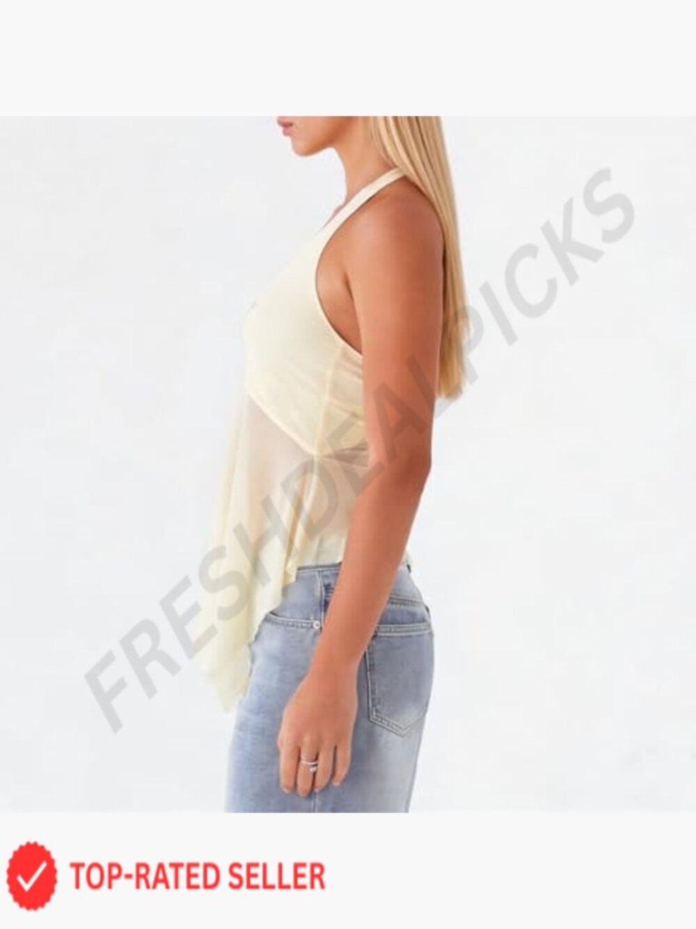 Y2k Sheer Mesh Halter Top Sleeveless Split Hem Tank Tops See Through Backless - Picture 4 of 6